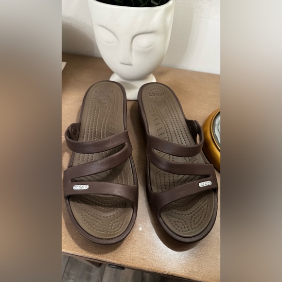CROCS Dark Brown Slide Sandals - Picture 2 of 9